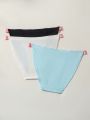 SHEIN 3pcs/Set Letter Printed Colorblock Trim Triangle Panties