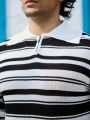 Men'S Striped Short Sleeve Knit Top
