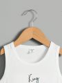 SHEIN Kids SUNSHNE 1pc Toddler Boys' Casual Basic Slim Fit Sleeveless Tank Top With Gradient & Letter Detail, Badyon Color Style, Breathable & Comfortable, Ideal For Spring/Summer