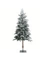 6ft Pre-Lit Artificial Hinged Pencil Christmas Tree Snow-Flocked w/ Metal Stand