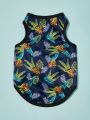 PETSIN Petsin Pet Leaf Print Vacation Style Vest For Cats And Dogs, 1pc