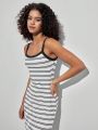 Forever 21 Women's Striped High Slit Spaghetti Strap Dress