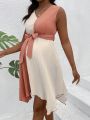 SHEIN Maternity Color Block Texture Sleeveless Dress
