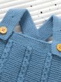 SHEIN 1pc Adjustable Shoulder Strap Knit Jumpsuit For Baby Boys