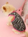 PETSIN 1pc Leopard Print & Color-Block Rose Red Pet Vest (For Cats And Dogs)