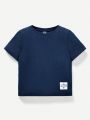 SHEIN Kids EVRYDAY Toddler Boys' 3pcs/set Casual Comfortable Plain Short Sleeve Top With English Label