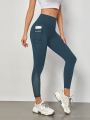 Contrast Mesh Sports Leggings With Phone Pocket