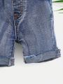 SHEIN Baby Boy Trendy Summer Washed Causal Cute Denim Shorts,For Daliy Wear In Spring And Summer
