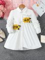 SHEIN Kids SUNSHNE Toddler Girls' Sunflower Print Dress