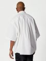 SUMWON Oversized Fit Short Sleeve Poplin Shirt With Badge Pocket