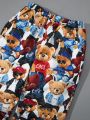 SHEIN Toddler Boys' Lovely Comfortable Bear Print Round Neck Sweatshirt And Knitted Pants Outfit