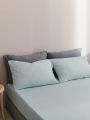 3pcs/set Solid Color Fitted Sheet Set(1 Fitted Sheet & 2 Pillowcase), Minimalist Fabric Bedding Set For All Season