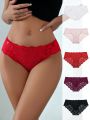 SHEIN Women's Solid Color Flower Embroidered Briefs
