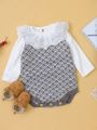 Infant Girls' Scale Knit Ruffle Trim Jumpsuit