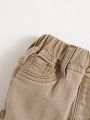 SHEIN New Style Infant Boys' Khaki Workwear Pocket Streetwear Denim Pants