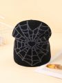 Rat Studio Y2k Fashionable Heart Shaped Spider Web Pattern Knitted Hat For Men