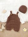Infant Solid Color Knitted Sweater Romper