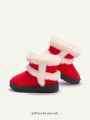Cozy Cub Girls' Fashionable Trendy Design, Stylish, Warm & Comfortable Plush Snow Boots, Red