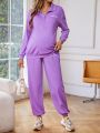SHEIN Maternity Nursing Letters Graphic Casual Set