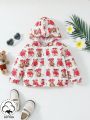 SHEIN Baby Boy Hooded Sun Protection Jacket With Love Heart & Bear Pattern