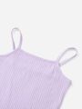 SHEIN Teen Girls 2pcs Solid Rib-knit Cami Top