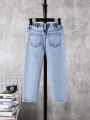 SHEIN Boys (Small) Cute Smiling Face Pattern Washed Comfortable Jeans With Fashionable Casual Style