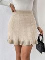 SHEIN Privé Vintage College Style Flower Twist Knitted Sweater Skirt