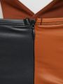 Asavvy Colorblock PU Leather Bodycon Cami Dress