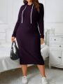SHEIN Essnce Plus Size Drawstring Hoodie Dress