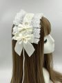 1pc White Bow Hair Clip For Women, Suitable For Daily Wear, Lace Maid Lolita Style, Cosplay, Etc.