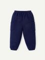 Cozy Cub Newborn Baby Boys' Soft Knitted Casual Round Neck Loose Sweatshirt And Pants Set, Solid Color 4pcs
