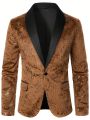Manfinity Men's Jacquard Blazer & Solid Color Trousers Suit