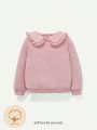 Cozy Cub Baby Girl Doll Collar Ruffled Casual Pullover Sweatshirt