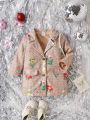 2023 Spring/Autumn Fashionable Baby Girls' Casual Woolen Jacket With Floral Print