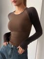 DAZY Women Fashion Color Blocking Long Sleeve T-Shirt