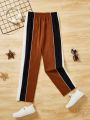 SHEIN Kids Academe Boys' (big) Street Style Casual Multi-color Patchwork Pants