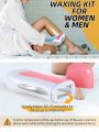 1set ABS Wax Roller Kit, Simple Hair Removal Roller Waxing Kit With 1pc Honey Soft Wax and hair removal paper