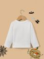 Infant Boys' Casual Long Sleeve Round Neck Top With New Year 2024 Print, Suitable For Autumn