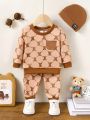 Baby's Fashionable Casual Digital Print Sports Suit