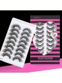 NUBILY Lashes 8 Pairs Eyelashes Natural Look Faux Mink Lashes Pack 3D Handmade Soft Reusable Fluffy False Eyelashes(04)