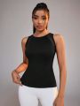 SHEIN Daily&Casual Mesh Panel See Through Hollow Out Back Athletic Tank Top