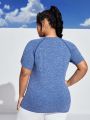 Yoga Futuristic Plus Size Dropped Shoulder Short Sleeve Sports T-Shirt