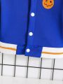 Baby Boys' Color Block Sleeve Smiling Face Baseball Jacket