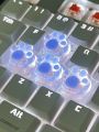 4pcs Cute Light Blue Scratch & Light Resistant Abs Resin Cat Paw Design Keycaps For Cross-axis Mechanical Keyboard Decoration