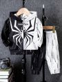 Baby Boys' Cool Black & White Spider Pattern Hoodie And Pants Set