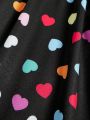 SHEIN Kids HYPEME Girls' Heart Pattern Printed Dress With Waistband