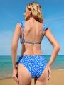 SHEIN Swim Mod Women's Floral Print Ruffled Swimsuit Set