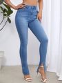 Split Hem Solid Jeans