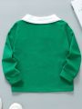 SHEIN Kids EVRYDAY Boys' Casual Sweatshirt With Losangeles Logo Polo Collar And Long Sleeve, Autumn/winter