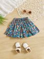 SHEIN Kids SUNSHNE Toddler Girls Ditsy Floral Print Elastic Waist Skirt